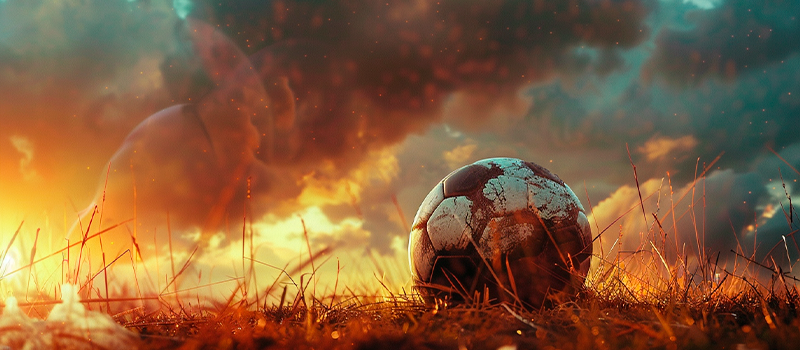 Мяч для игры в футбол лежит на траве